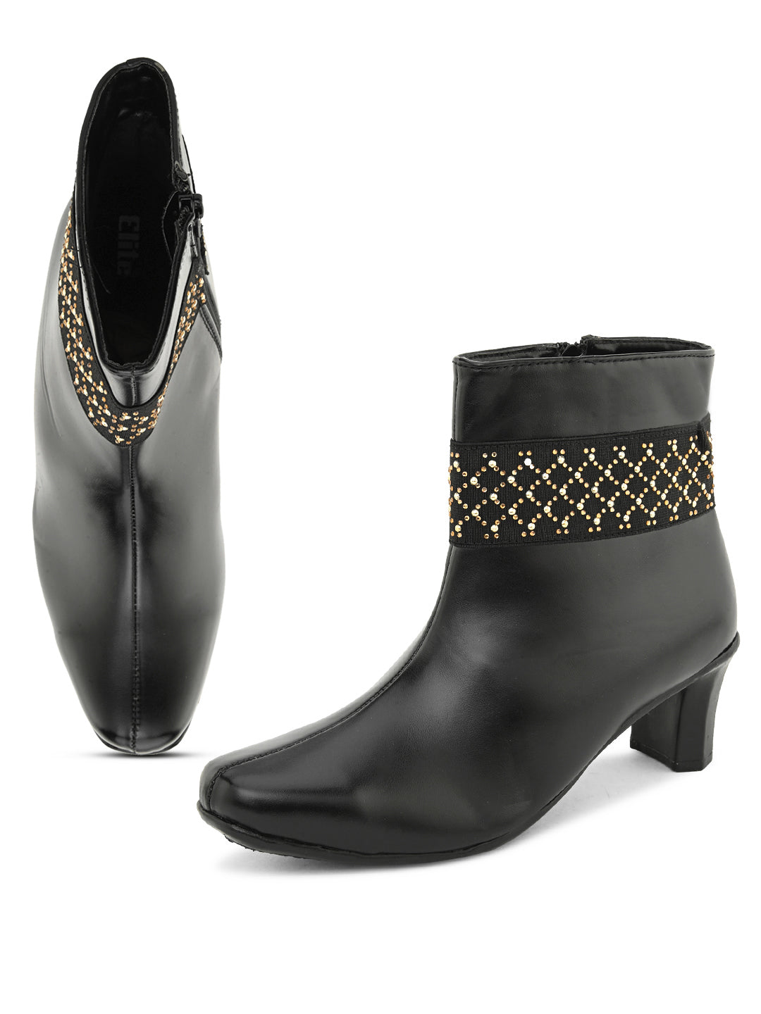 Comfortable & Trendy Zipper Black Block Heel Boots