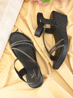 Stylish shimmer detailing straps Wedge Sandal