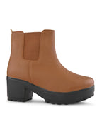 Elastic Panel Chunky Platform Block Heel Chelsea Boots