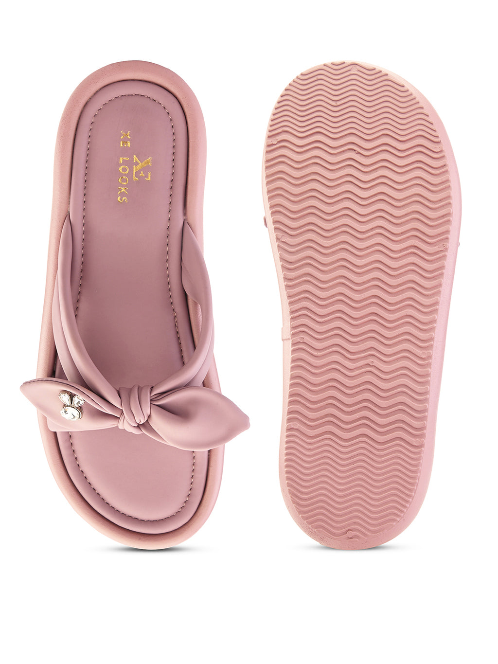 Bow Detail Embellished Accent Slip-On Flats