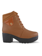 Lace-Up Pocket Detail Chunky Block Heel Ankle Boots