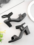 Elegant  Striped Strap Block heel sandal