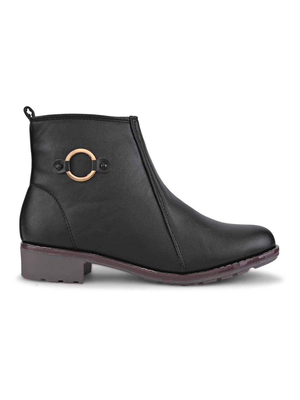 Side Zip Cushioned Low Block Heel Ankle Boots