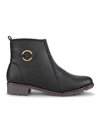 Side Zip Cushioned Low Block Heel Ankle Boots