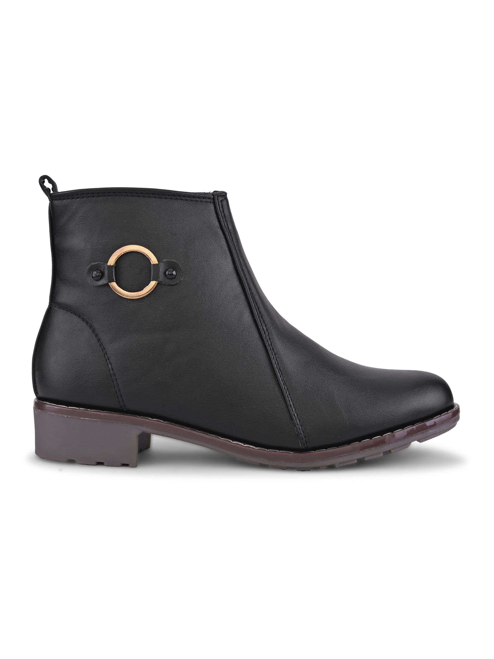 Side Zip Cushioned Low Block Heel Ankle Boots