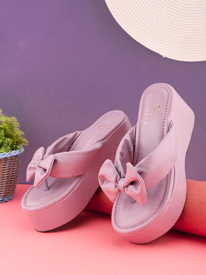 Bow Design modern comfortable cushion platform Slippers