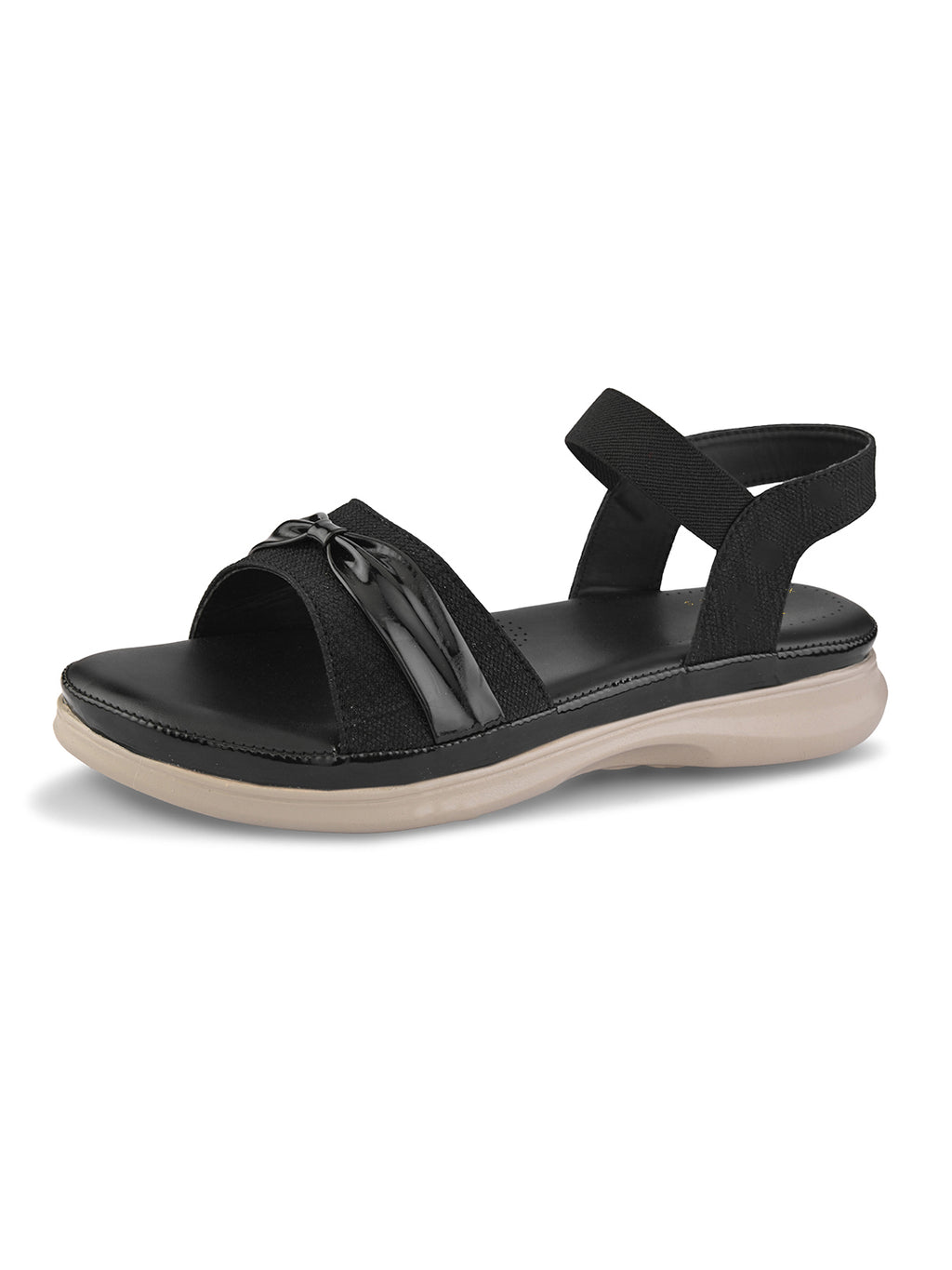 Elegant Bow Detail Comfort Sandals With Secure Ankle Strap