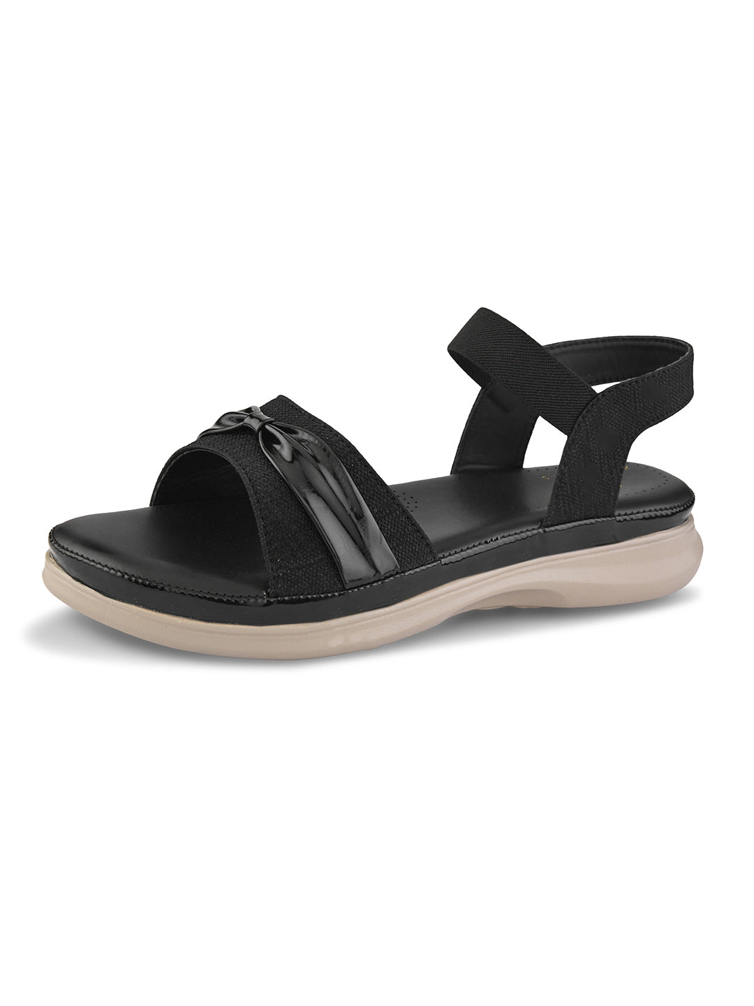 Elegant Bow Detail Comfort Sandals With Secure Ankle Strap