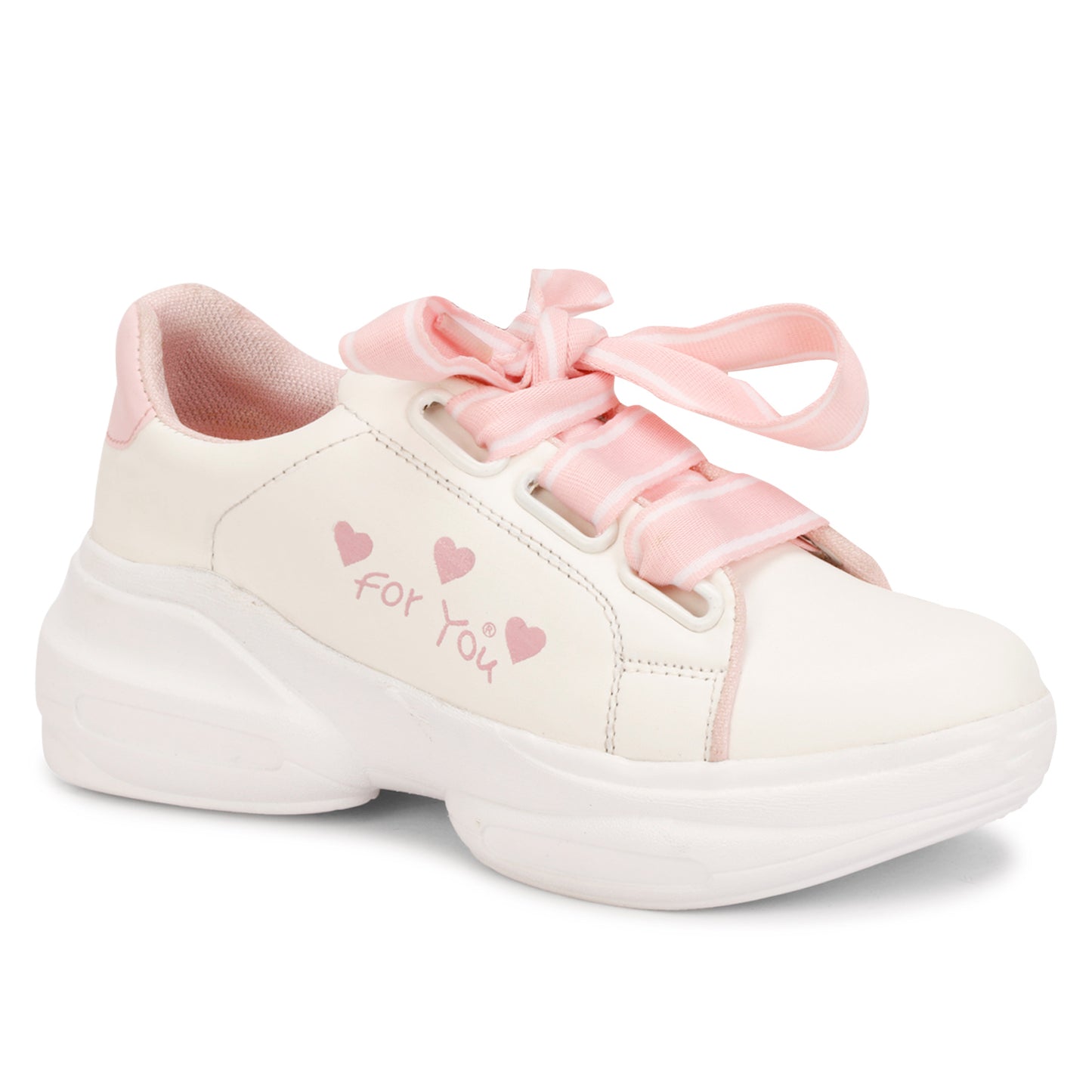 Cute & Comfortable Small Hearts Design 100% Vegan Leather Sneakers