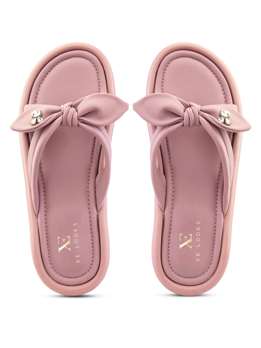 Bow Detail Embellished Accent Slip-On Flats