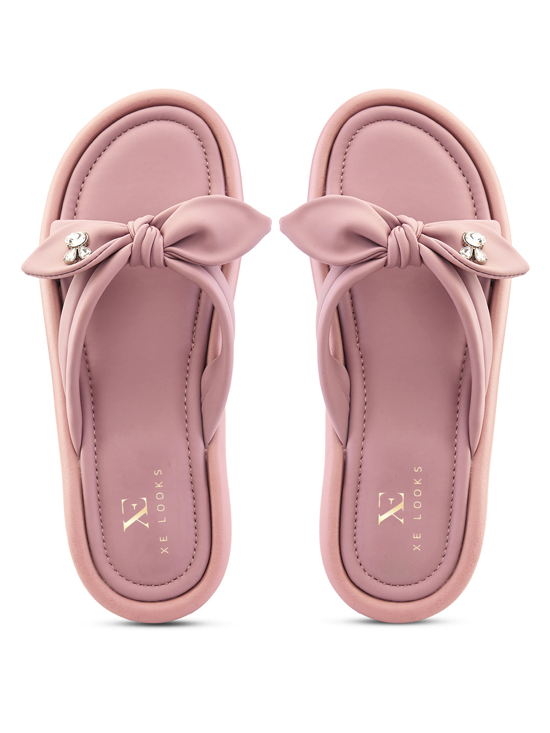 Bow Detail Embellished Accent Slip-On Flats