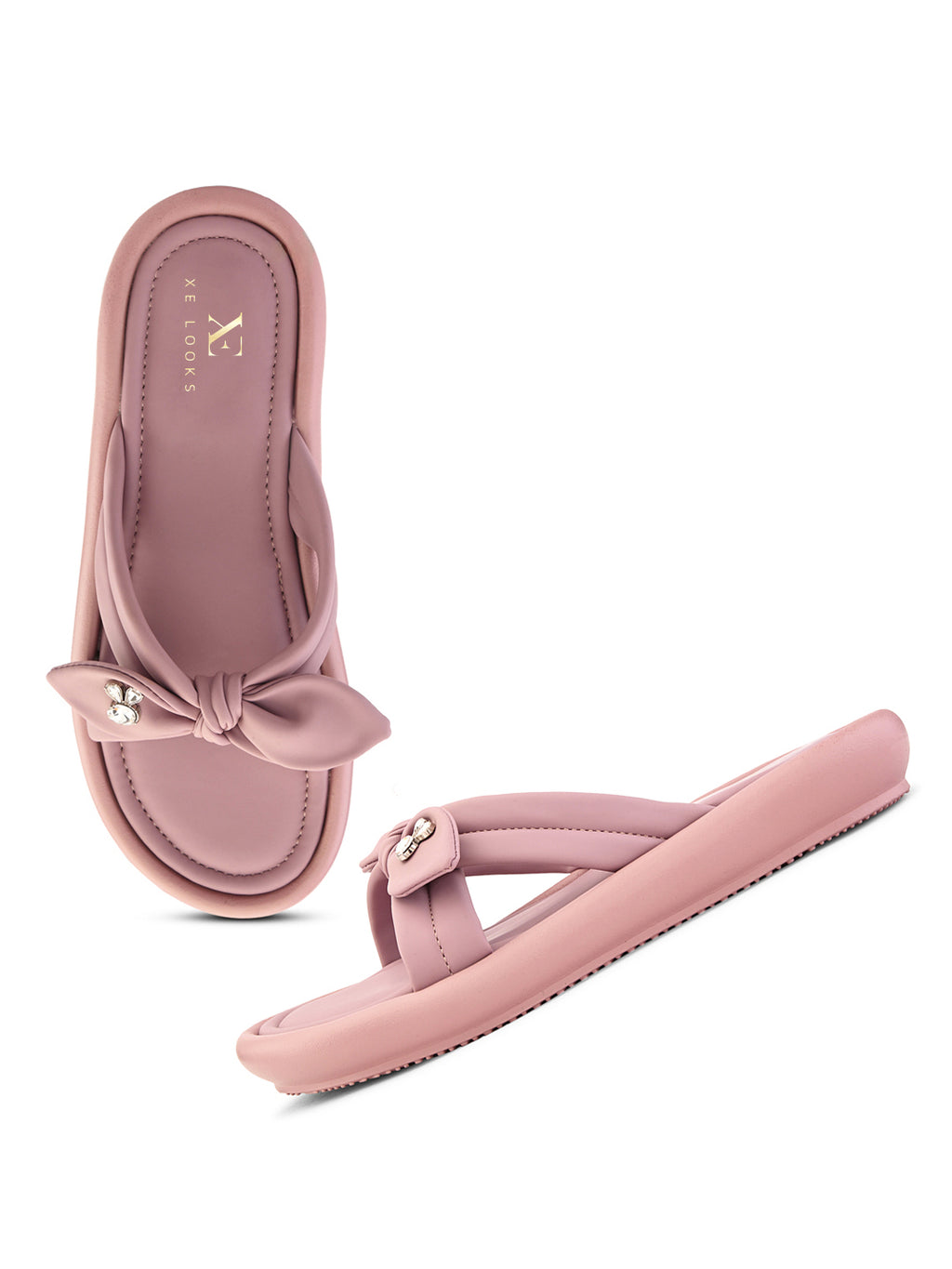 Bow Detail Embellished Accent Slip-On Flats