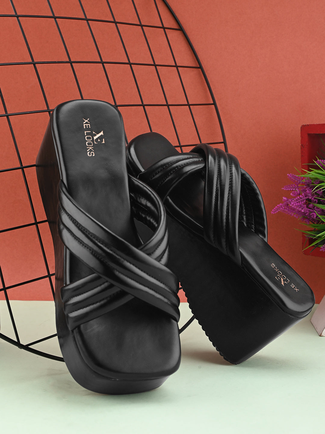 Cross Strap with cushion platform Slippers
