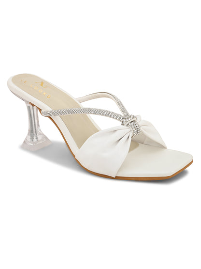 Elegant Heels Sandals With Bow Accent And Sparkling Straps