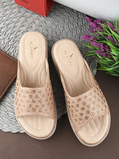 Embellished Doctor Slippers with Comfortable Cushioning and Orthopedic Features