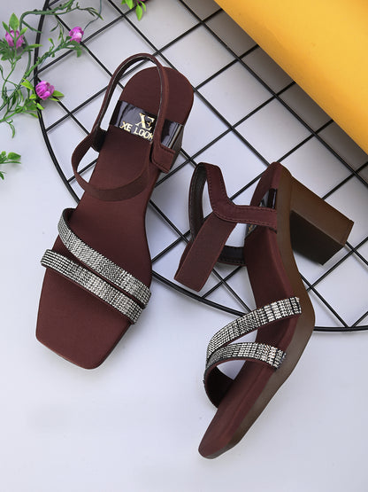 Fancy & Charm Block Heel Sandal With Ankle Straps