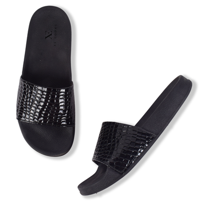 Croco Textured Design Comfortable Daily Use Sliders