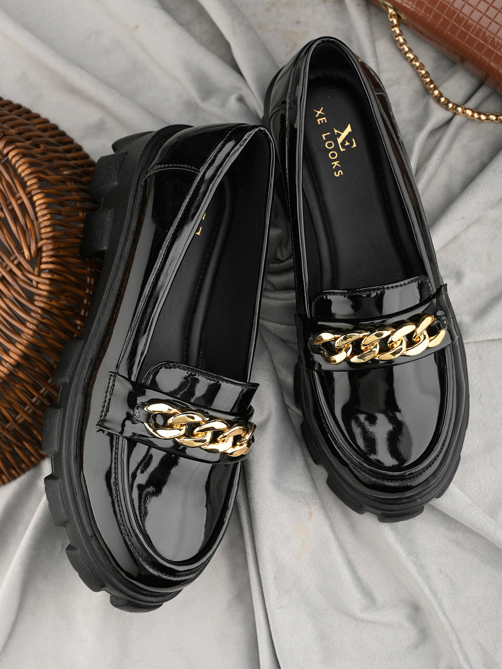 Glossy Chunky Sole Loafers