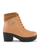 LACE-UP CHUNKY BLOCK HEEL PLATFORM ANKLE BOOTS