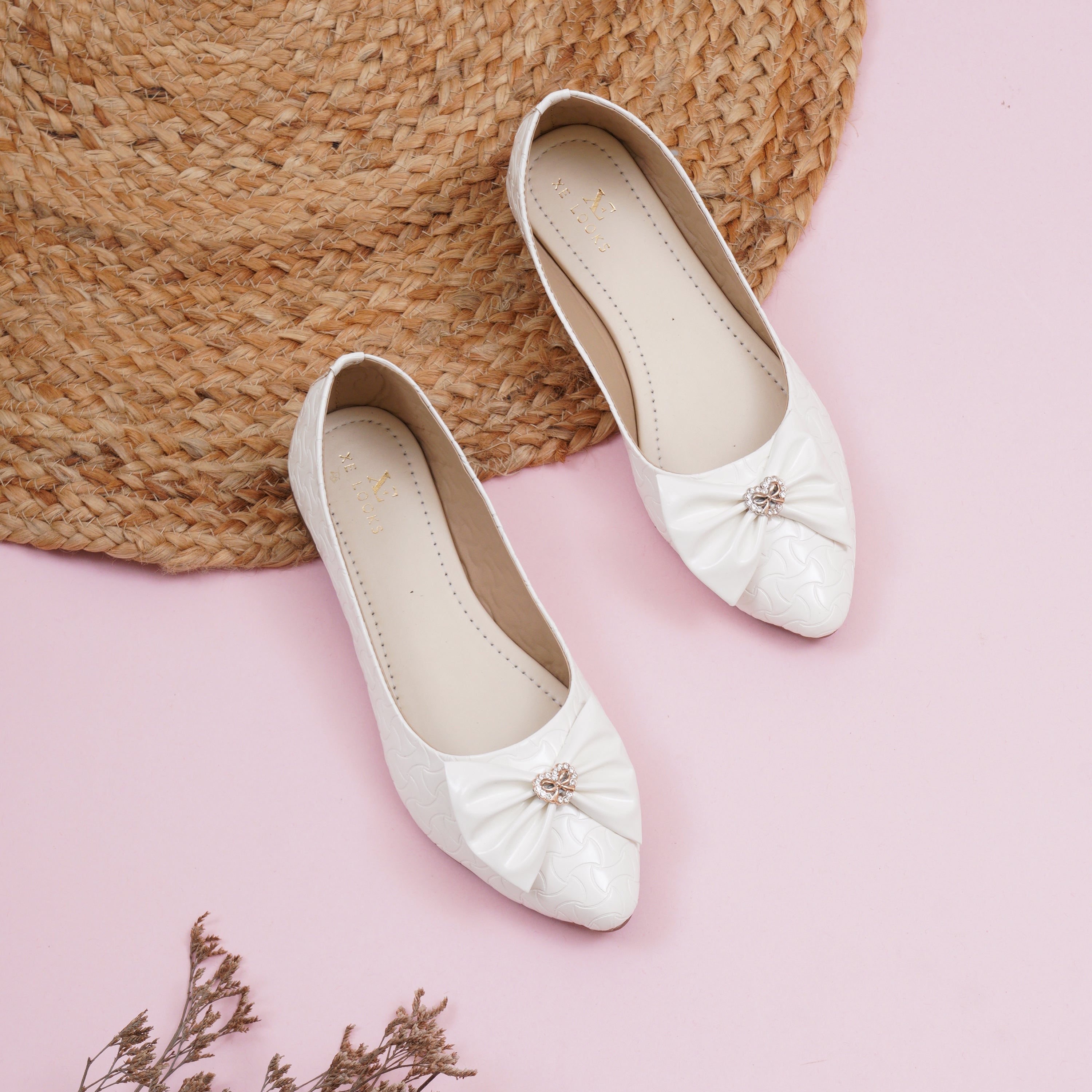 Glossy Bow Detail Ballerinas
