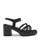 CROSS-STRAP ELASTIC BACK SUPPORT COMFORT BLOCK HEEL SANDALS