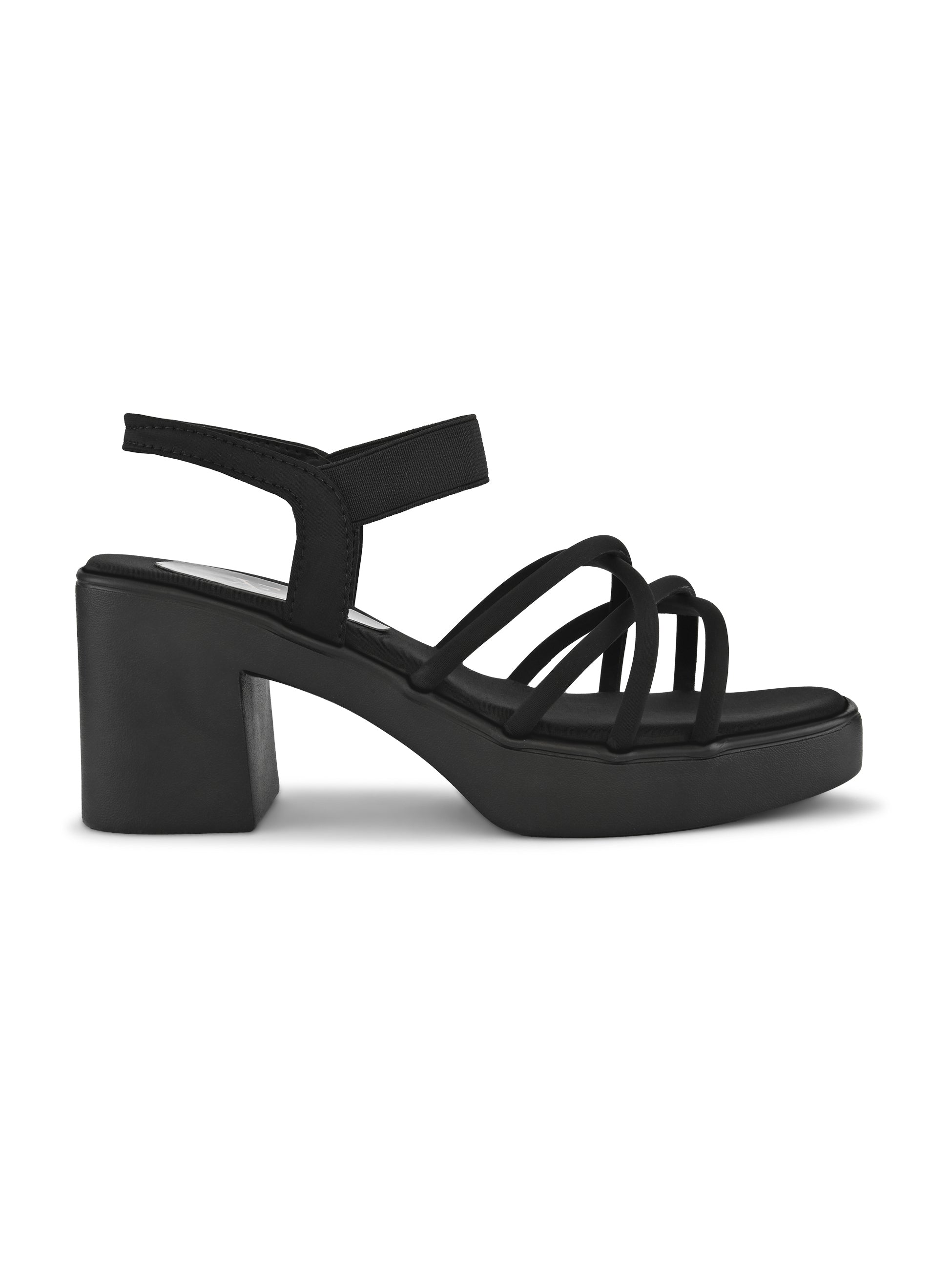 CROSS-STRAP ELASTIC BACK SUPPORT COMFORT BLOCK HEEL SANDALS