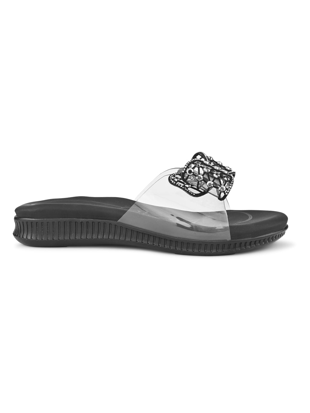 Crystal Bow Transparent Comfort Cushion Slides