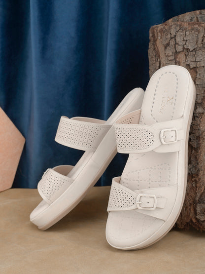 Comfortable Dual-Strap Slippers with Buckle Detail