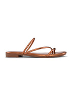 METALLIC STRAPPY SQUARE TOE FLAT SANDALS