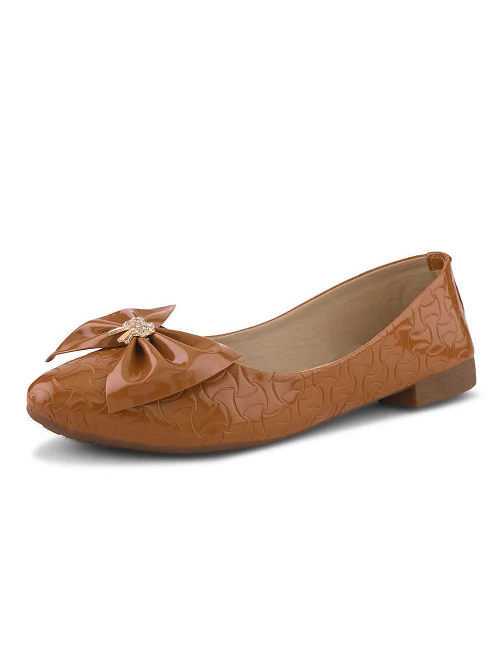 Glossy Bow Detail Ballerinas