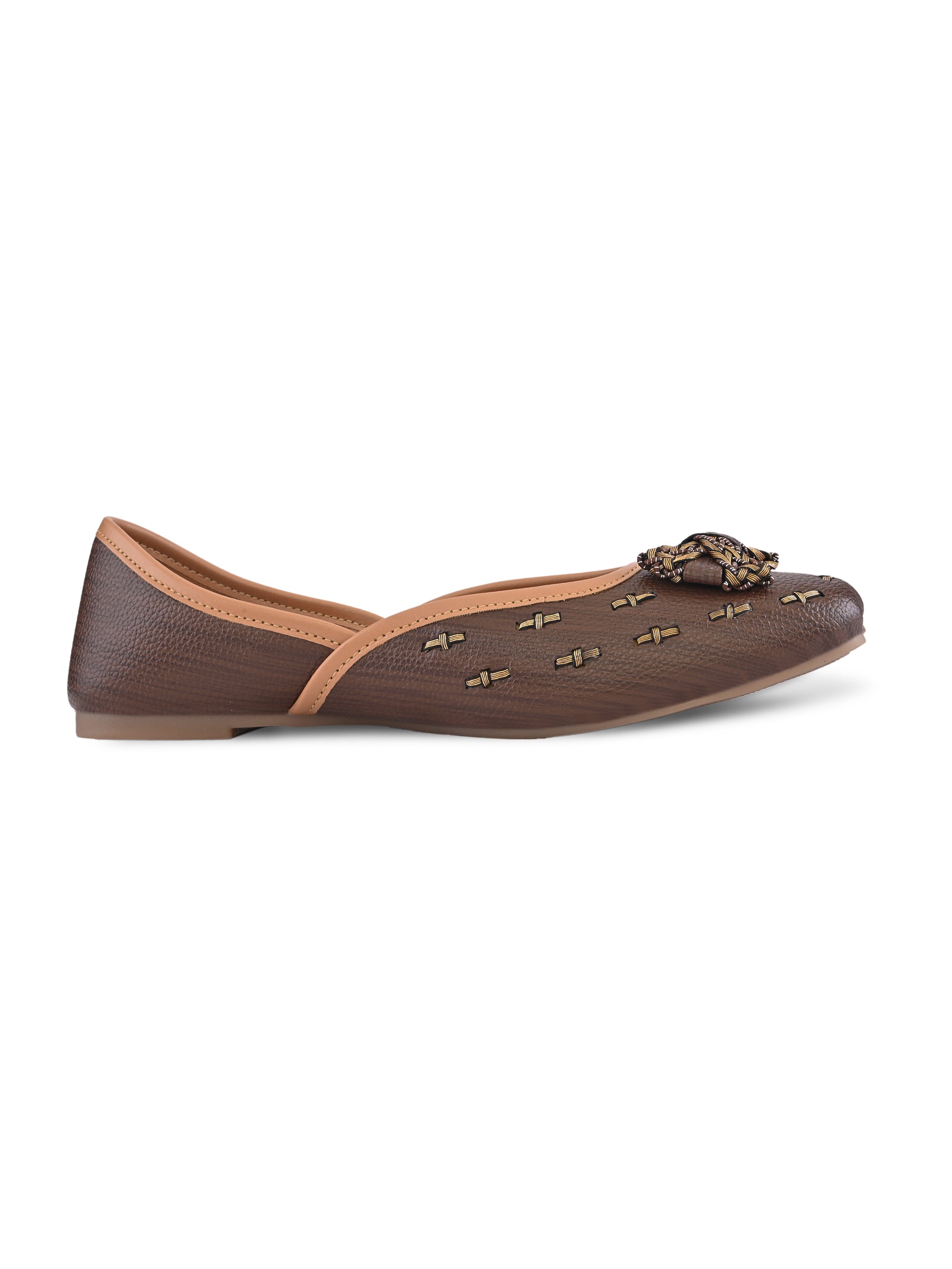 Woven Bow Accent Cushioned Square Toe Flats