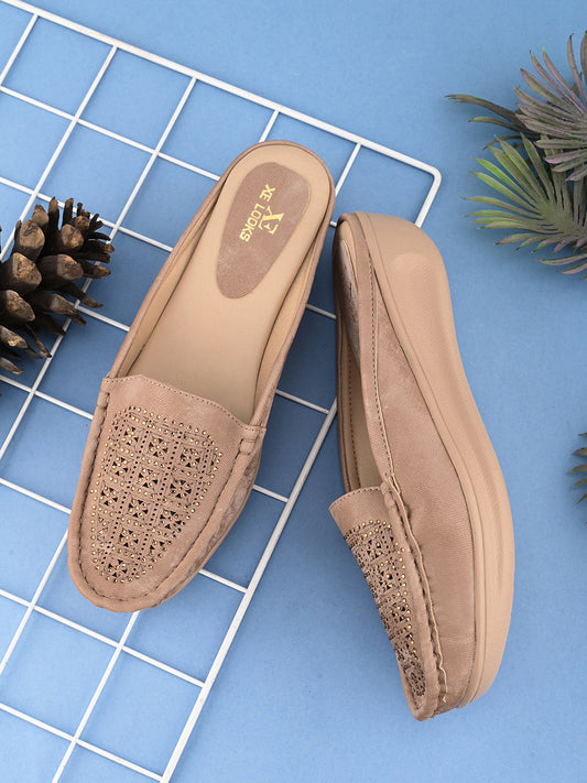 Embellished Slip-On Mules with Comfortable Cushioning