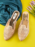 Embroidered Floral Cut-Out Design Mules