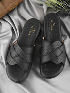 Cross-Strap with Laser-Cut Detailing Slippers