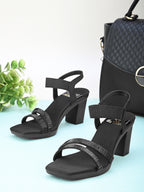 Fancy & Charm Block Heel Sandal With Ankle Straps