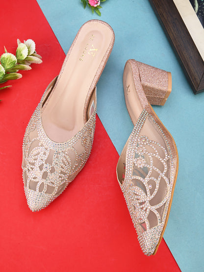 Attractive , Party wear Block Heel Slip-On Mule Sanal