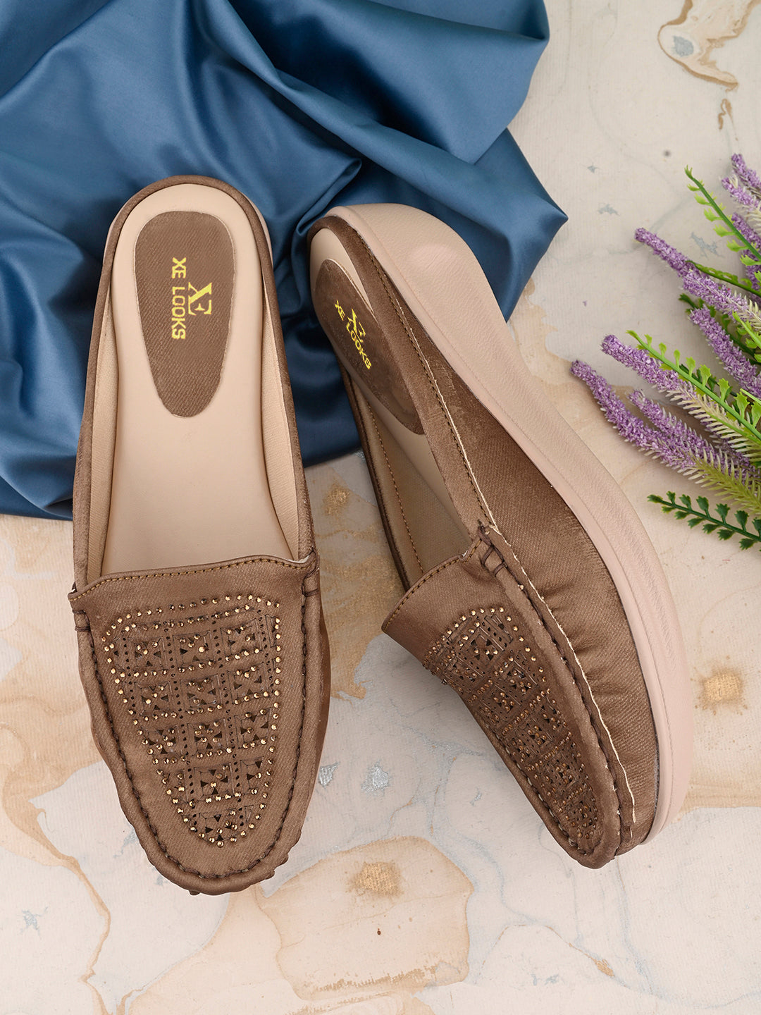 Embellished Slip-On Mules with Comfortable Cushioning