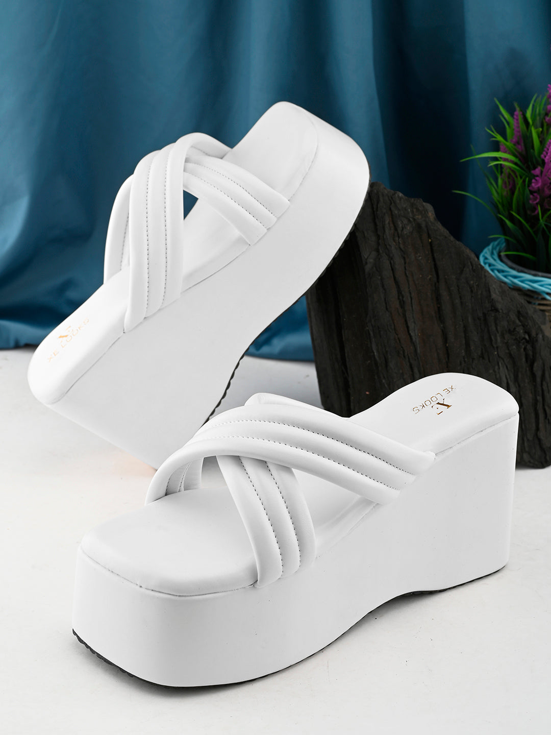 Cross Strap with cushion platform Slippers