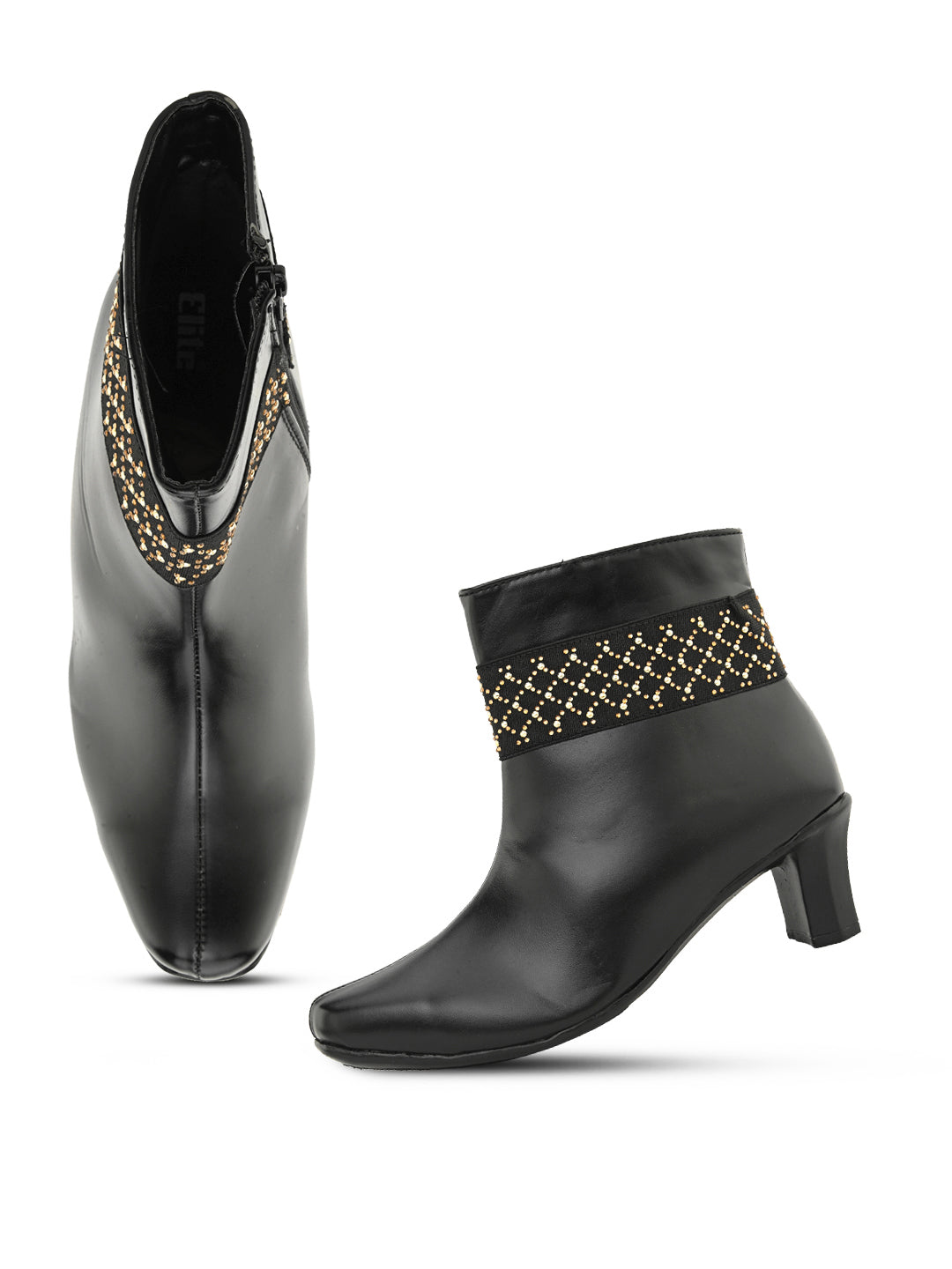 Comfortable & Trendy Zipper Black Block Heel Boots