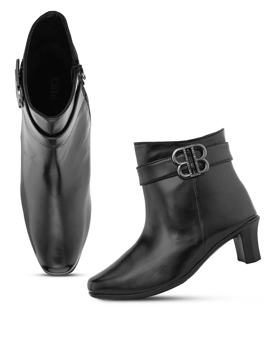 Comfortable & Trendy Block Heel Zipper Black Boots