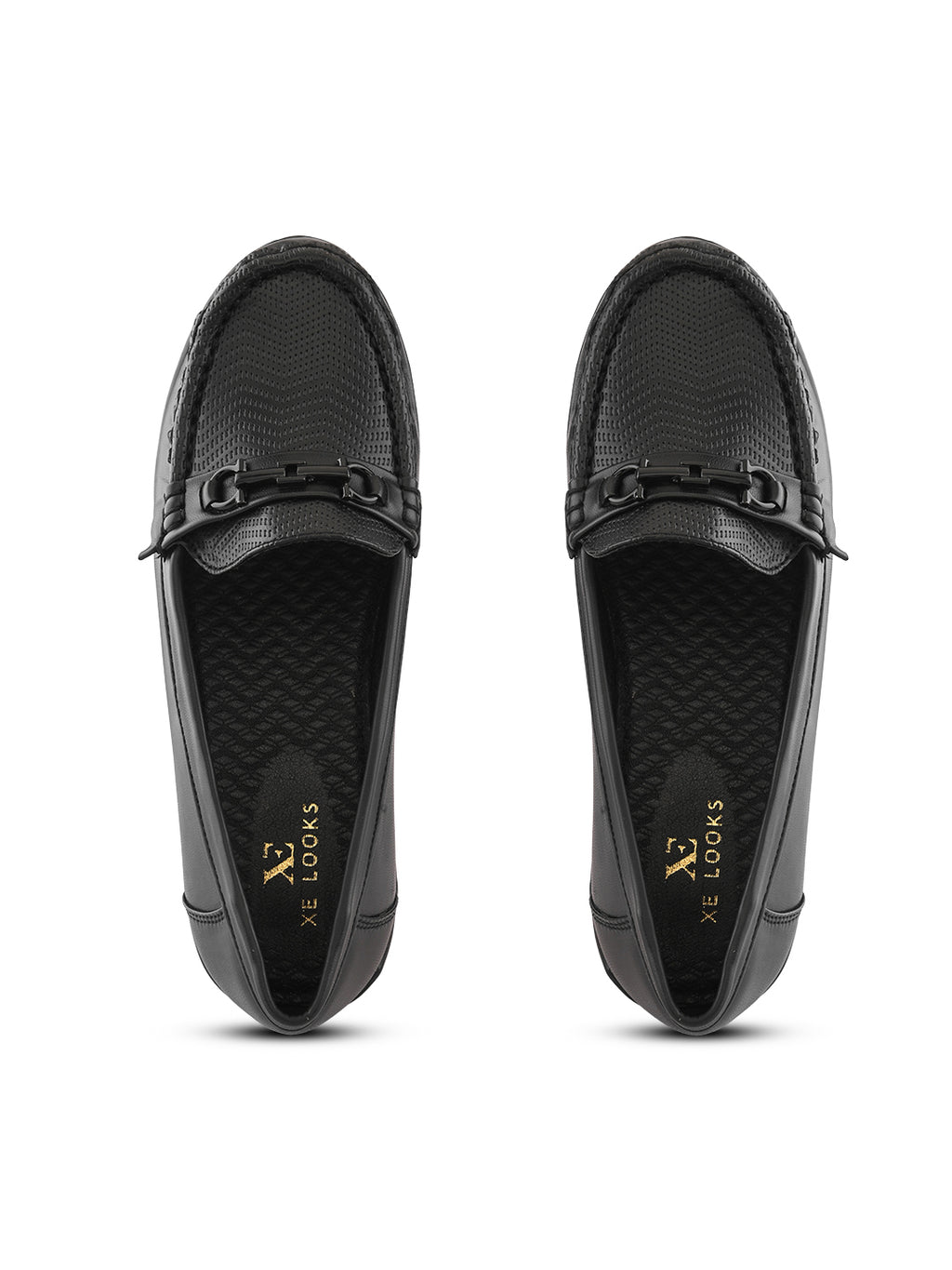 Textured Buckle Accent Chunky Platform Block Heel Loafers