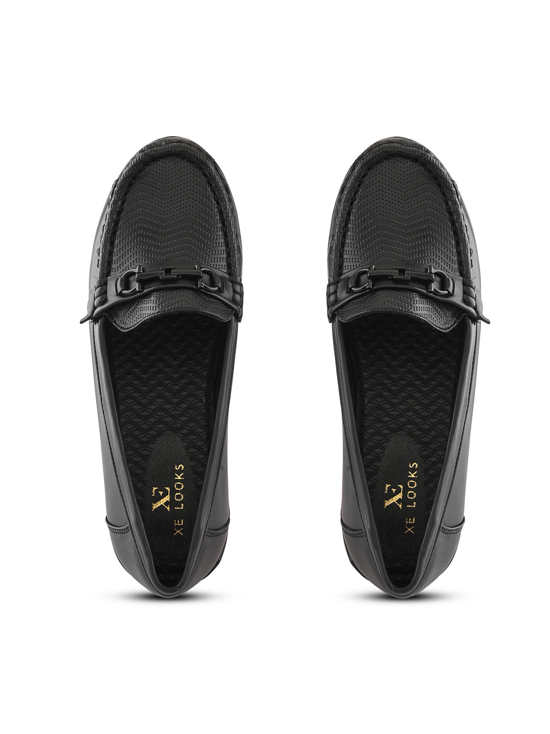 Textured Buckle Accent Chunky Platform Block Heel Loafers