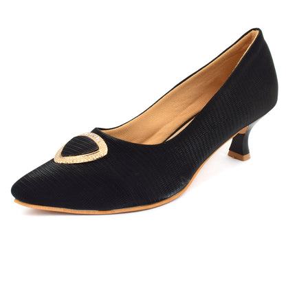 Textured Design Graceful Pencil Heel Ballerinas With Stylish Buckle