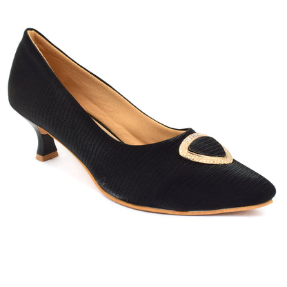 Textured Design Graceful Pencil Heel Ballerinas With Stylish Buckle