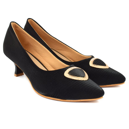 Textured Design Graceful Pencil Heel Ballerinas With Stylish Buckle