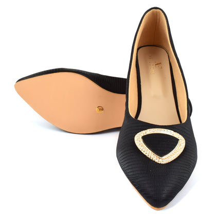 Textured Design Graceful Pencil Heel Ballerinas With Stylish Buckle