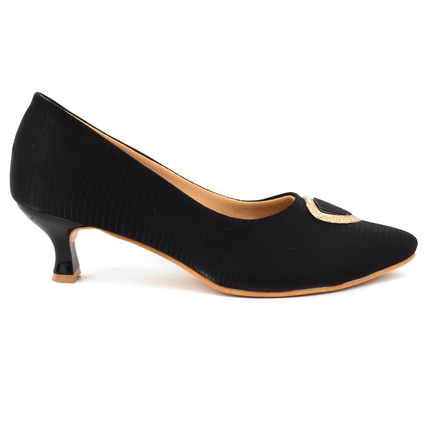 Textured Design Graceful Pencil Heel Ballerinas With Stylish Buckle