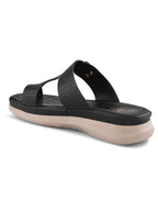 Perforated Buckle Accent Cushioned Comfort Flat Slippers