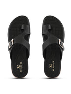 Perforated Buckle Accent Cushioned Comfort Flat Slippers