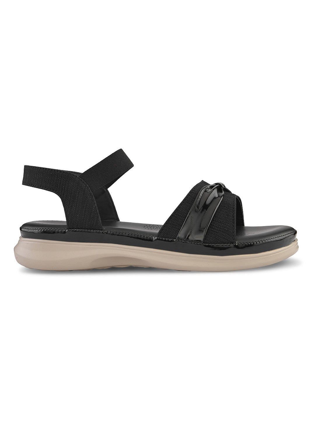 Elegant Bow Detail Comfort Sandals With Secure Ankle Strap